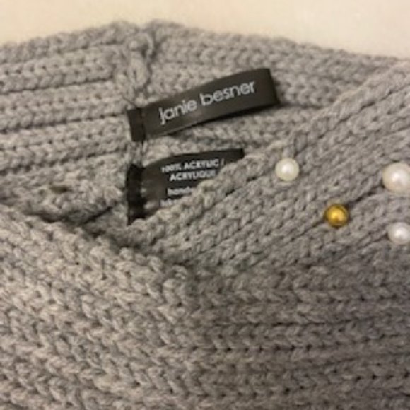 Janie Besner grey knit beaded head wrap - Picture 2 of 3